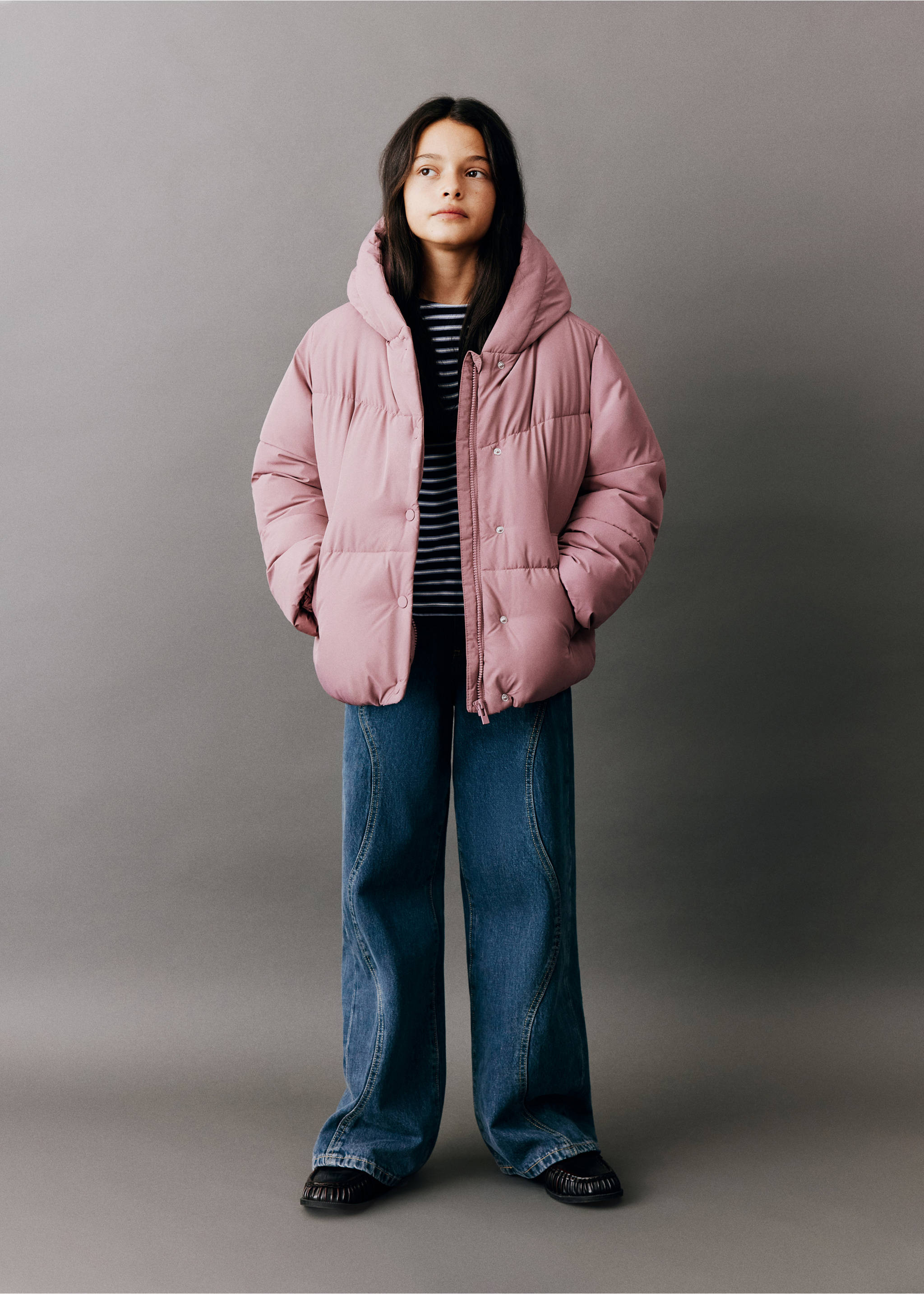 Hood puffer coat - General plane, Pink. Ref: 37035975-00.