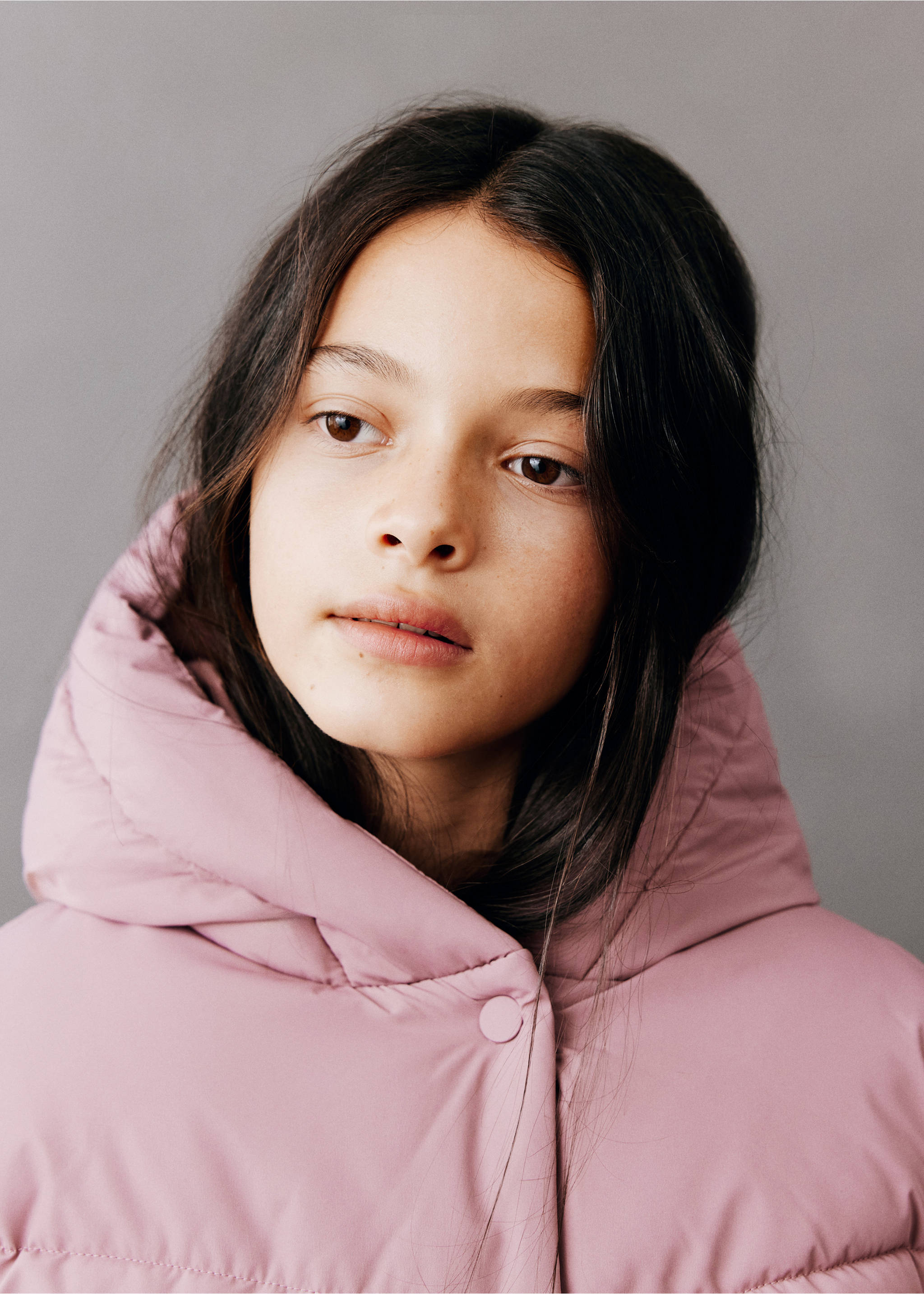 Hood puffer coat - Details of the article 4, Pink. Ref: 37035975-00.