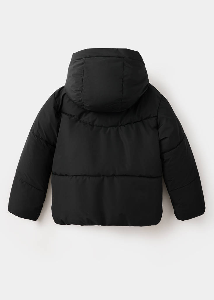Hood puffer coat — Black