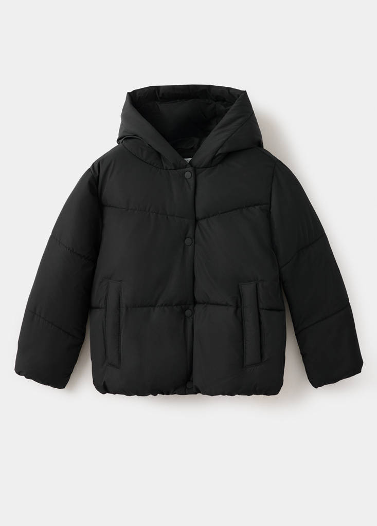 Hood puffer coat — Black