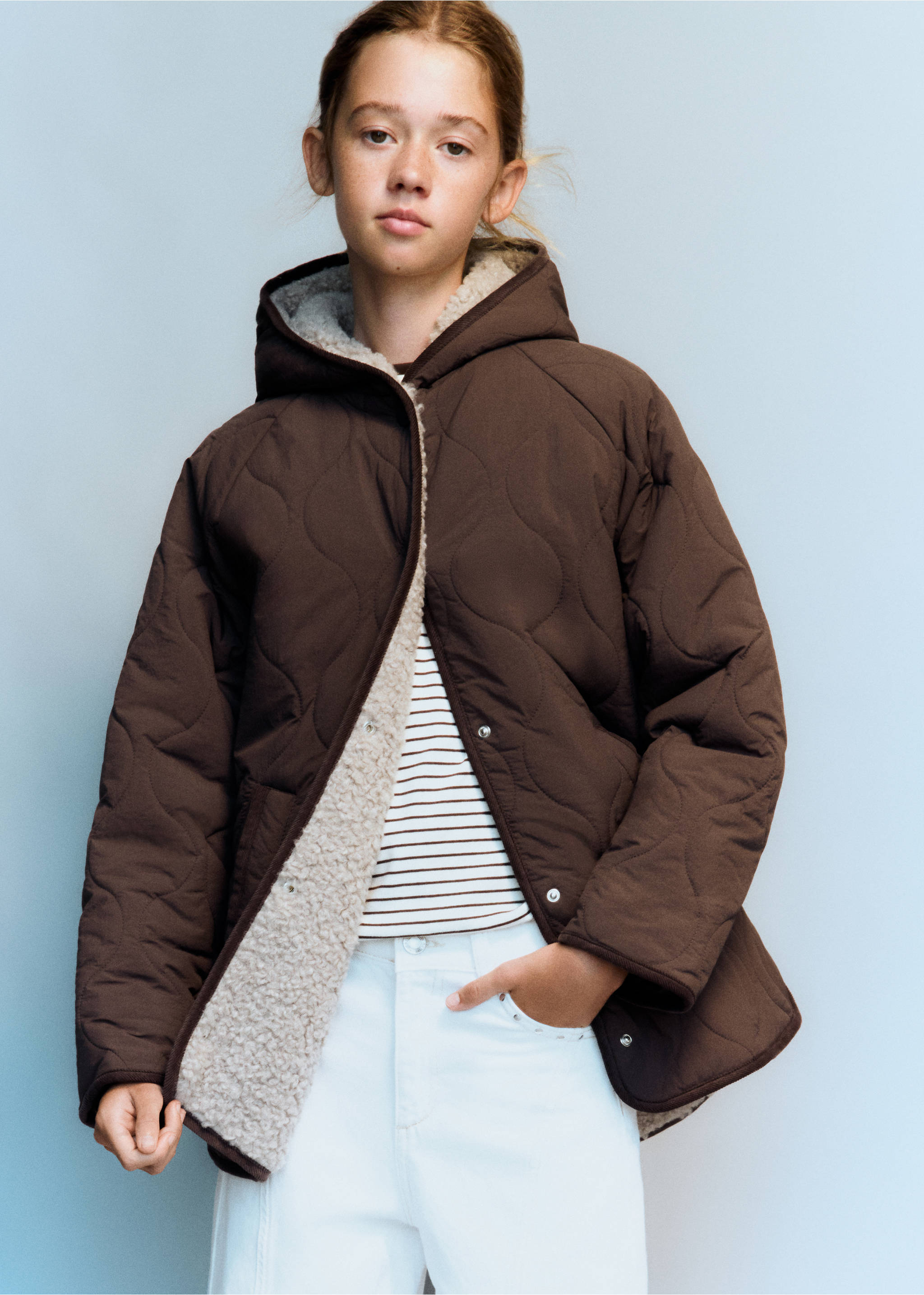 Padded sherpa-lined anorak - Medium plane, Brown. Ref: 37035976-00.