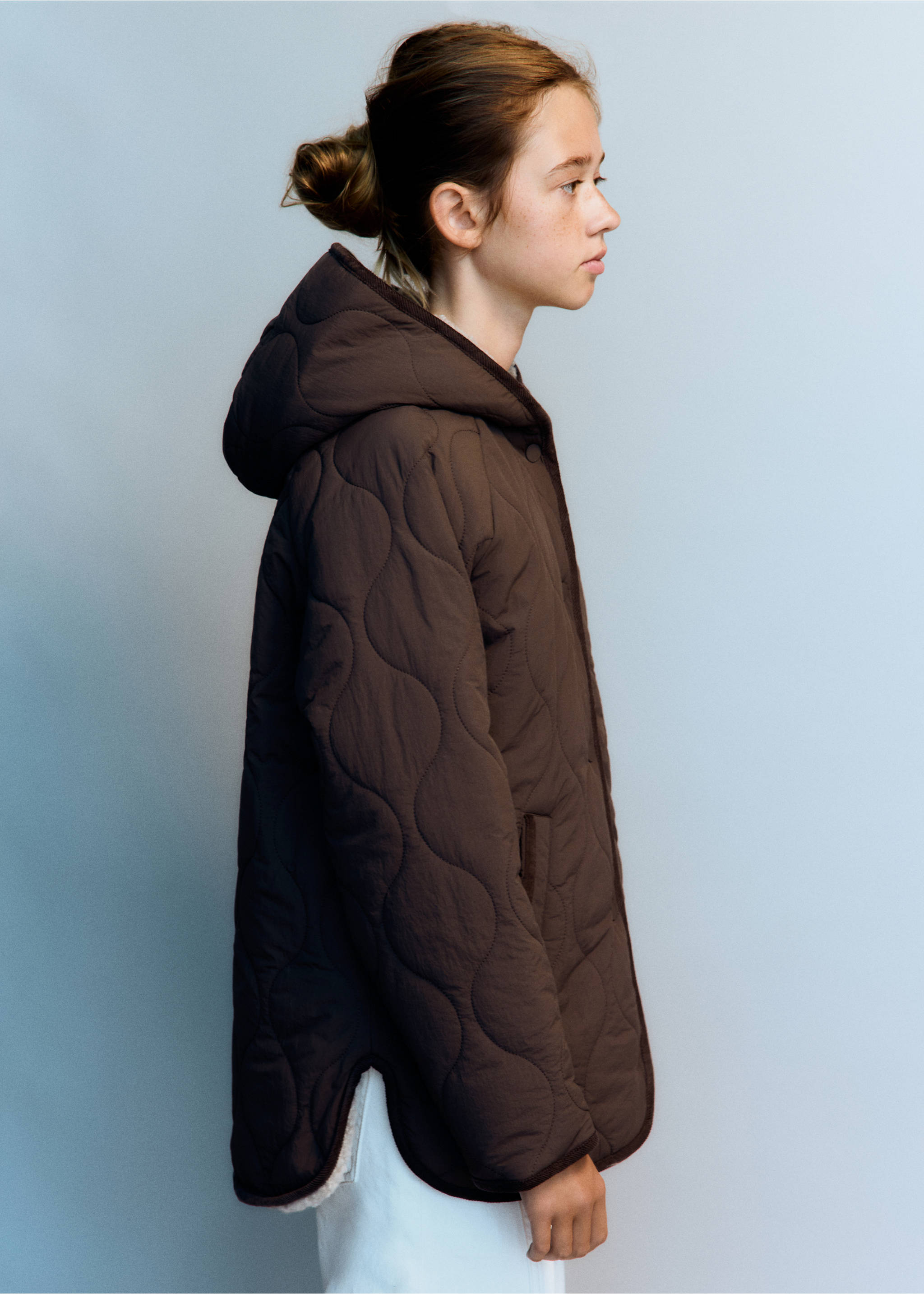 Padded sherpa-lined anorak - Details of the article 4, Brown. Ref: 37035976-00.