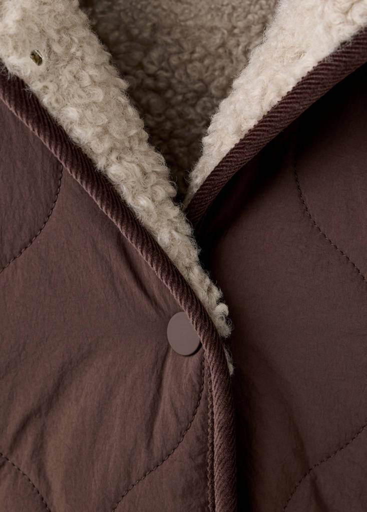 Padded sherpa-lined anorak — Brown