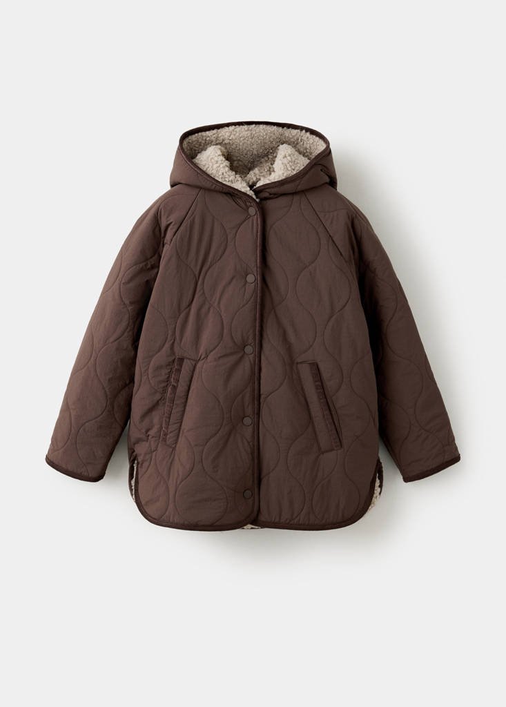 Padded sherpa-lined anorak — Brown