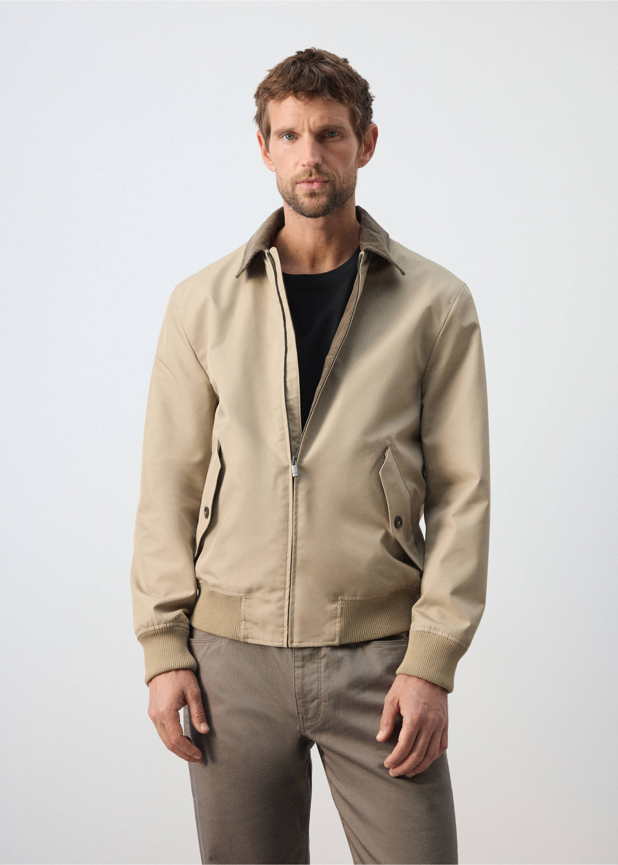 Water-repellent cotton blend jacket - Medium plane, Sand. Ref: 37035978-00.