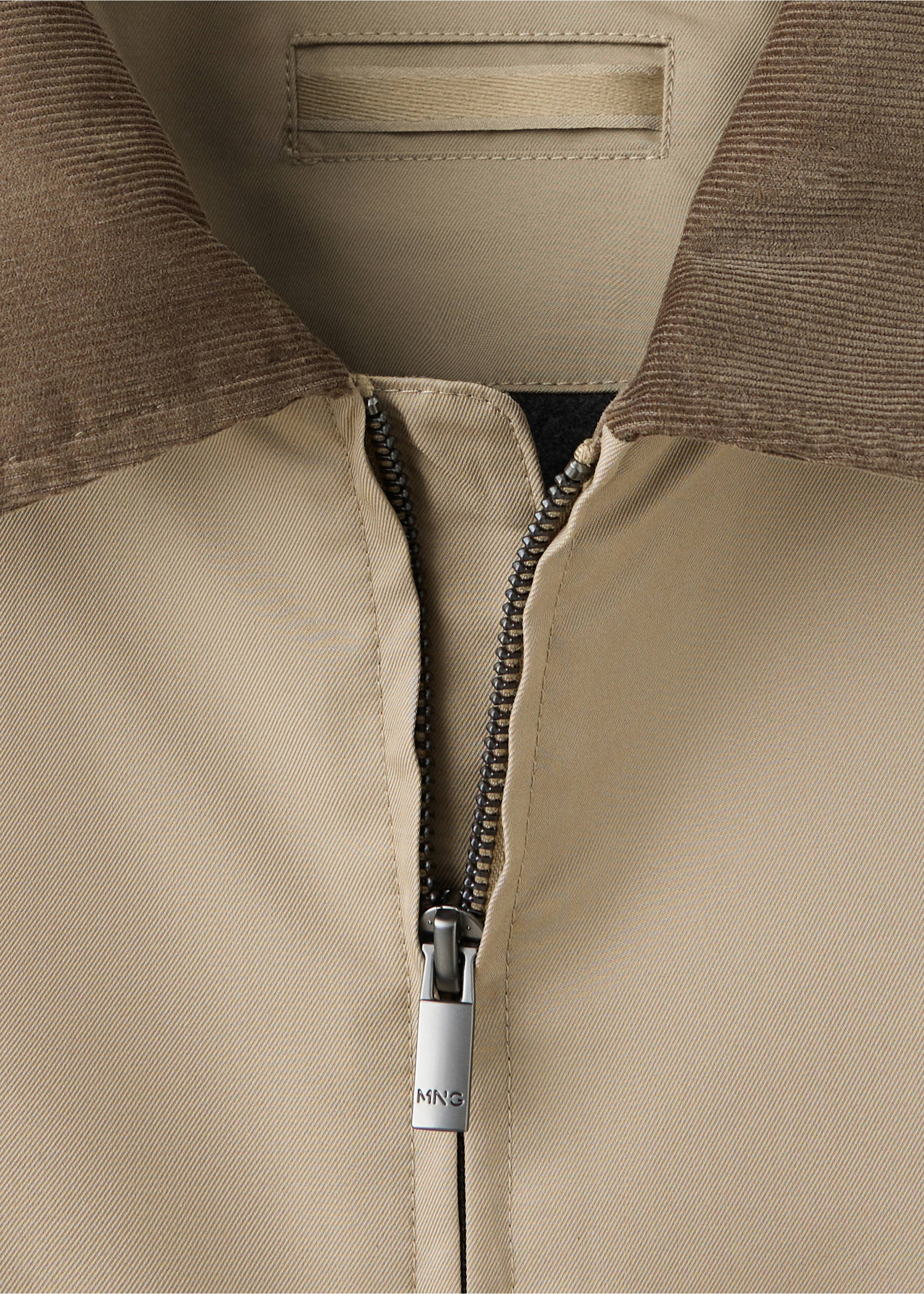 Water-repellent cotton blend jacket - Details of the article 8, Sand. Ref: 37035978-00.