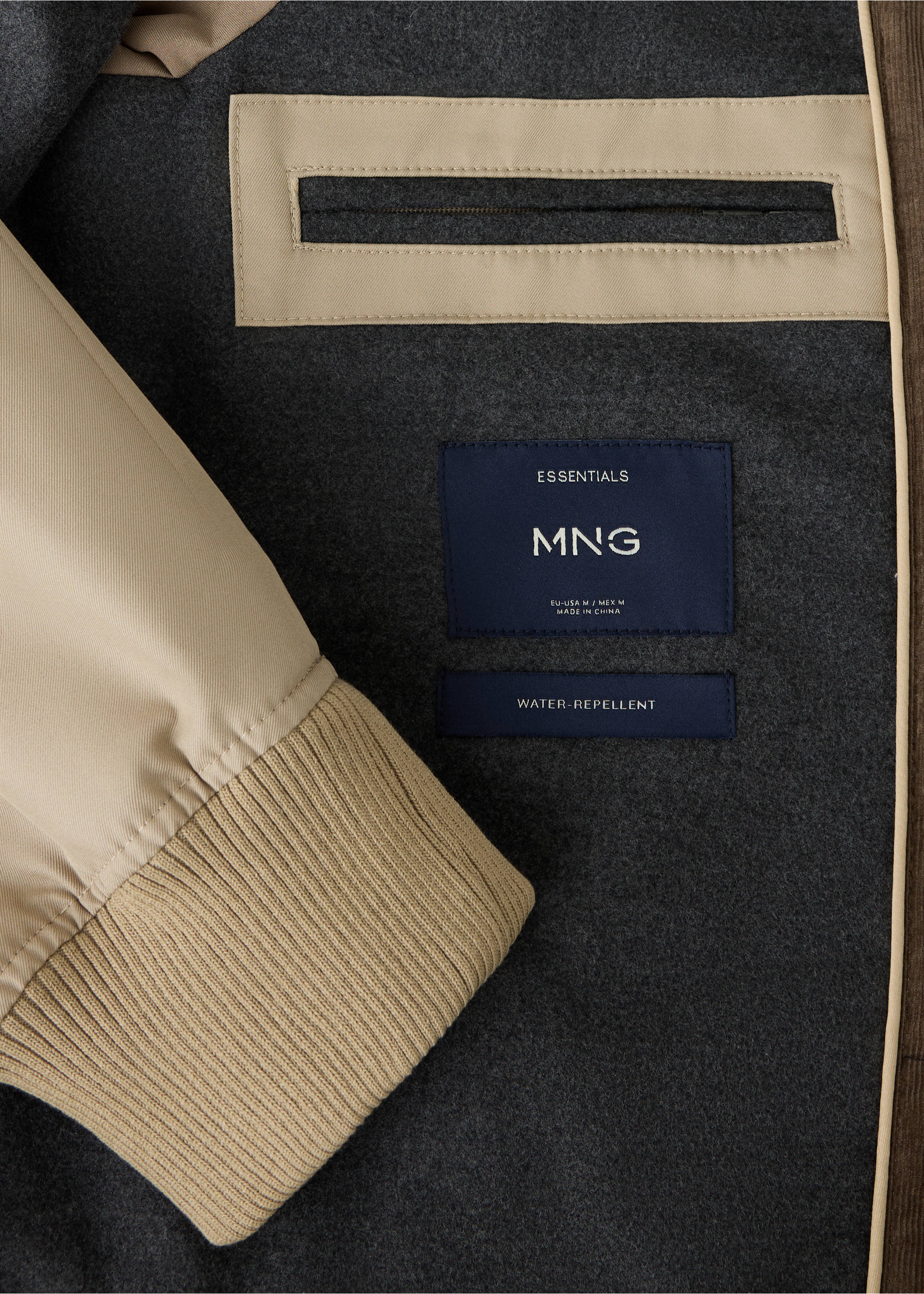 Water-repellent cotton blend jacket - Details of the article 0, Sand. Ref: 37035978-00.