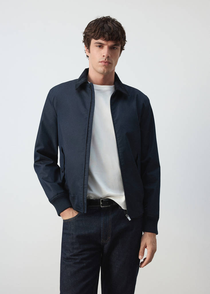Water-repellent cotton blend jacket — Night Blue