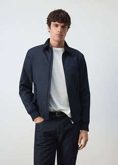 Water-repellent cotton blend jacket — Night Blue 1