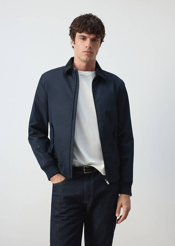 Water-repellent cotton blend jacket — Night Blue