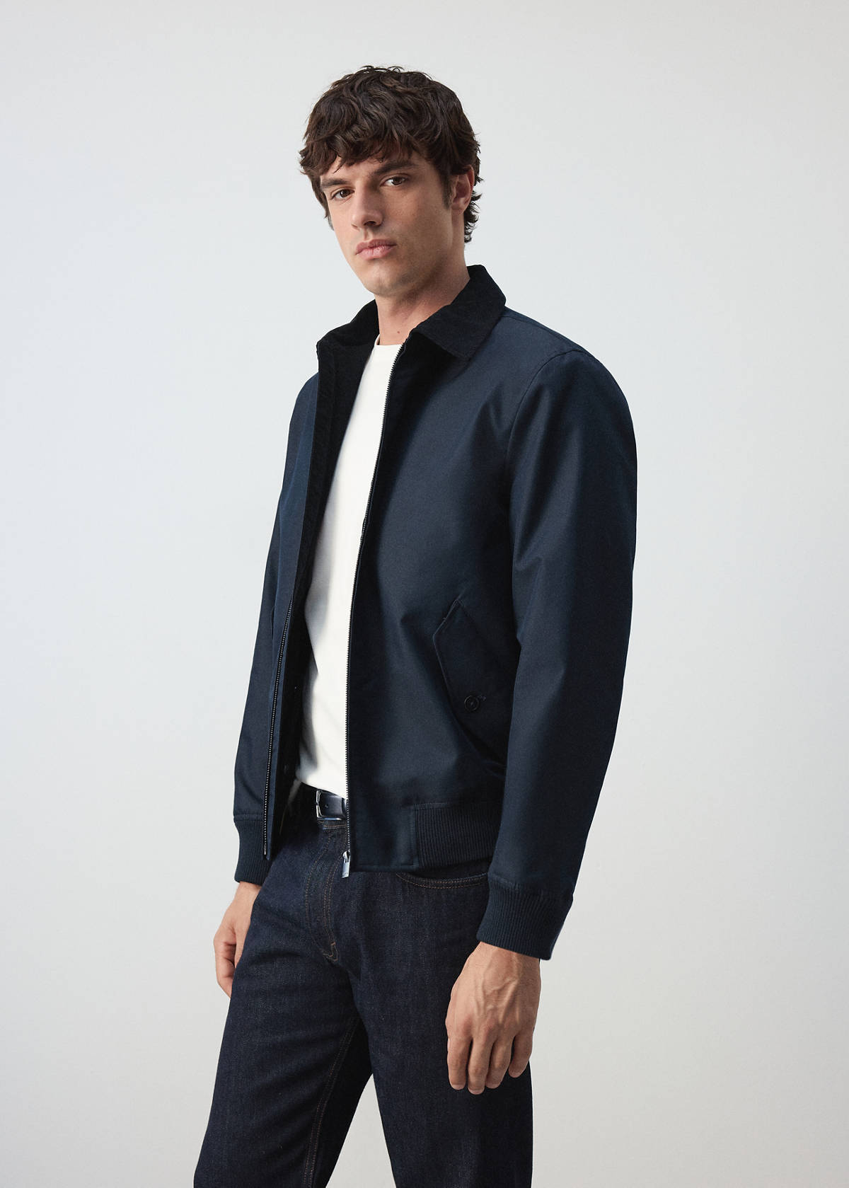 Water-repellent cotton blend jacket — Night Blue