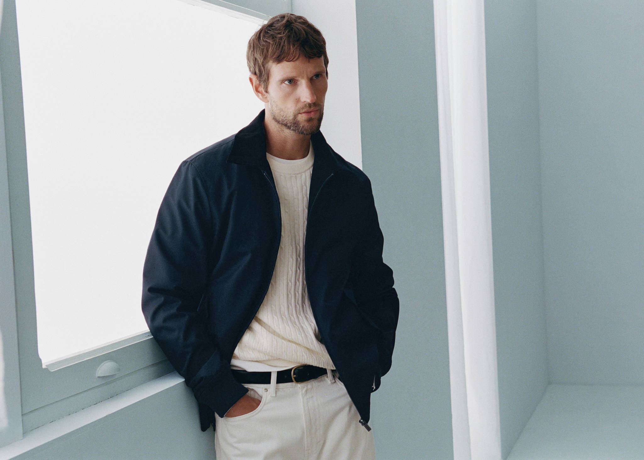 Water-repellent cotton blend jacket - Panoramic plane