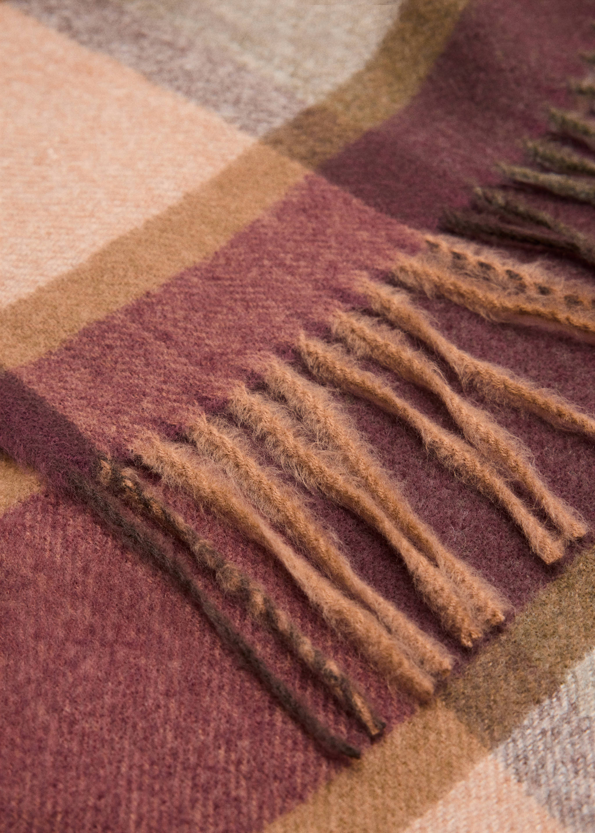 Fringed check scarf - Medium plane