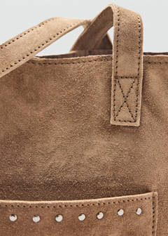 Studded leather shopper bag — Sand 5