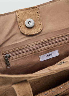 Studded leather shopper bag — Sand 7
