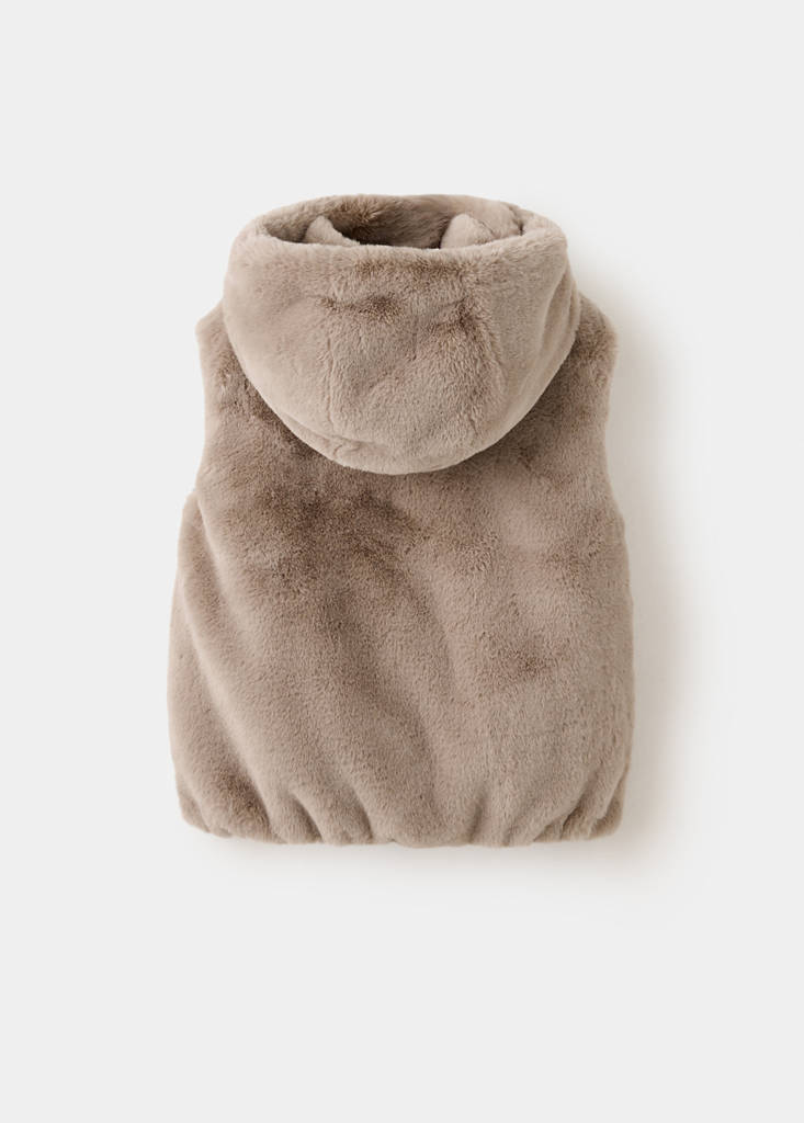 Faux fur hooded gilet