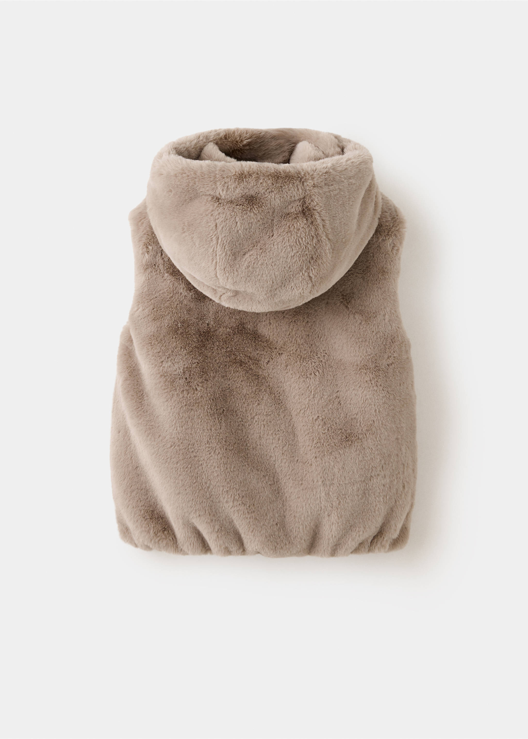 Faux fur hooded gilet - Reverse of the article, Medium Brown. Ref: 37035982-00.