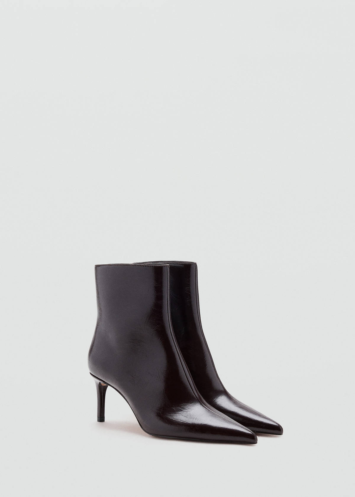 Patent-effect ankle boot with pointed toe — Burgundy