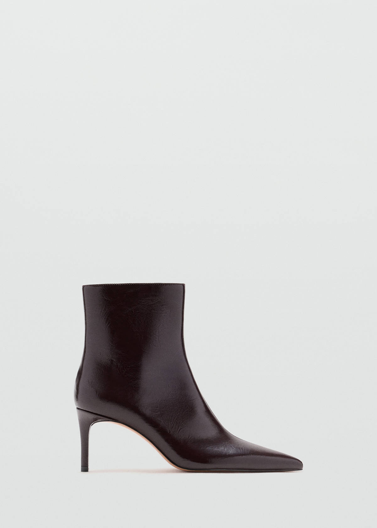 Patent-effect ankle boot with pointed toe — Burgundy