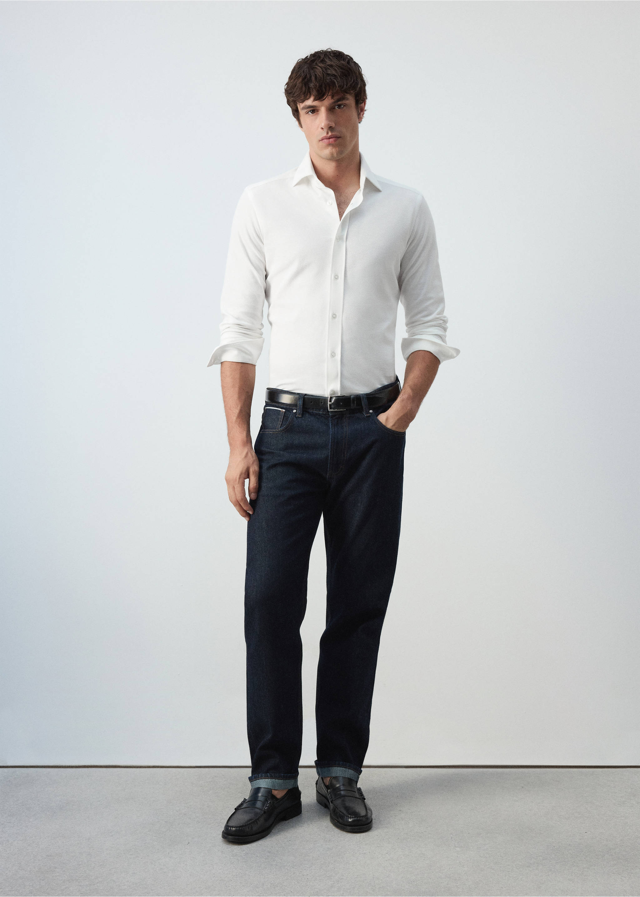 100% cotton slim-fit shirt - General plane, White. Ref: 37035986-00.