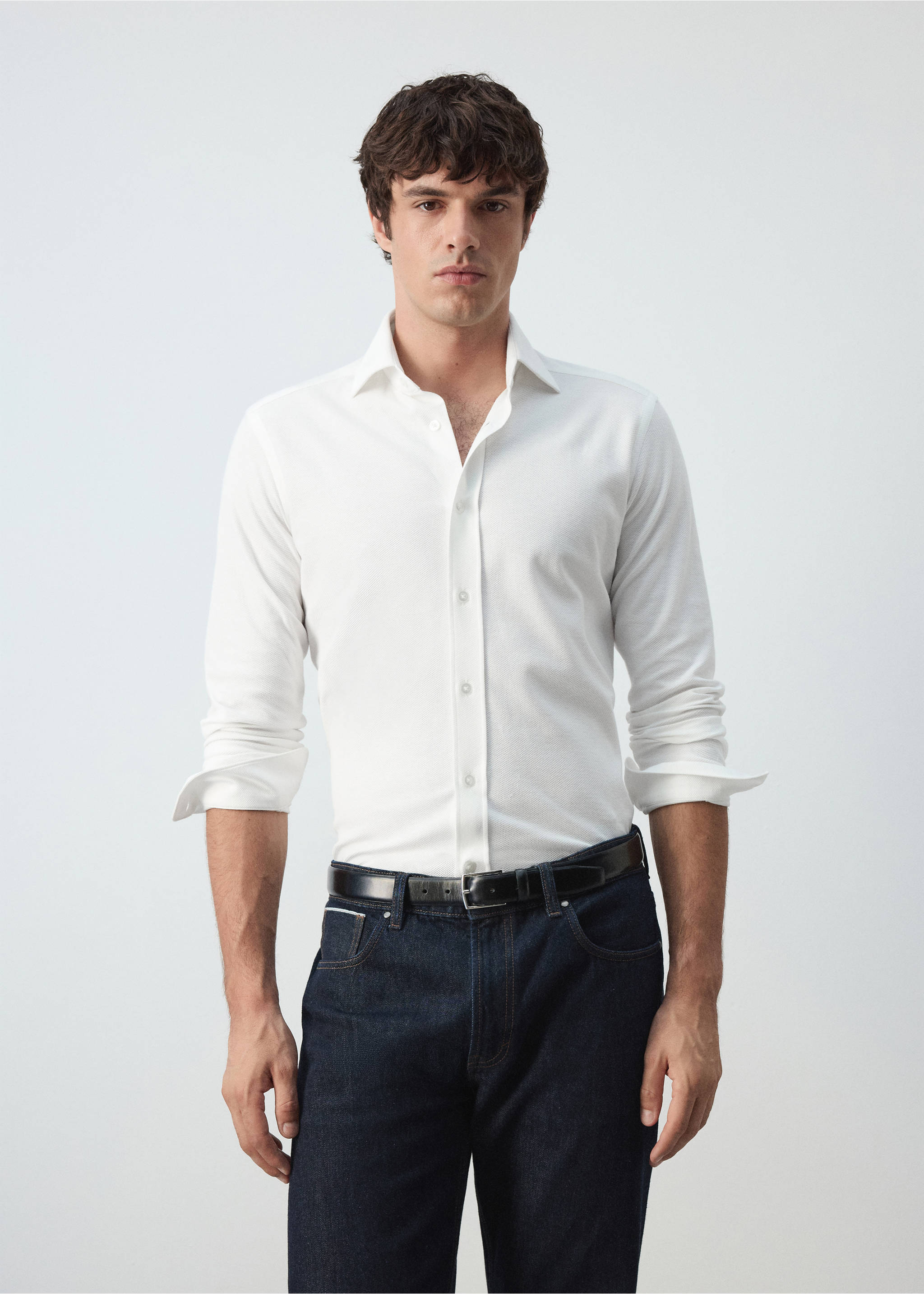 100% cotton slim-fit shirt - Medium plane, White. Ref: 37035986-00.
