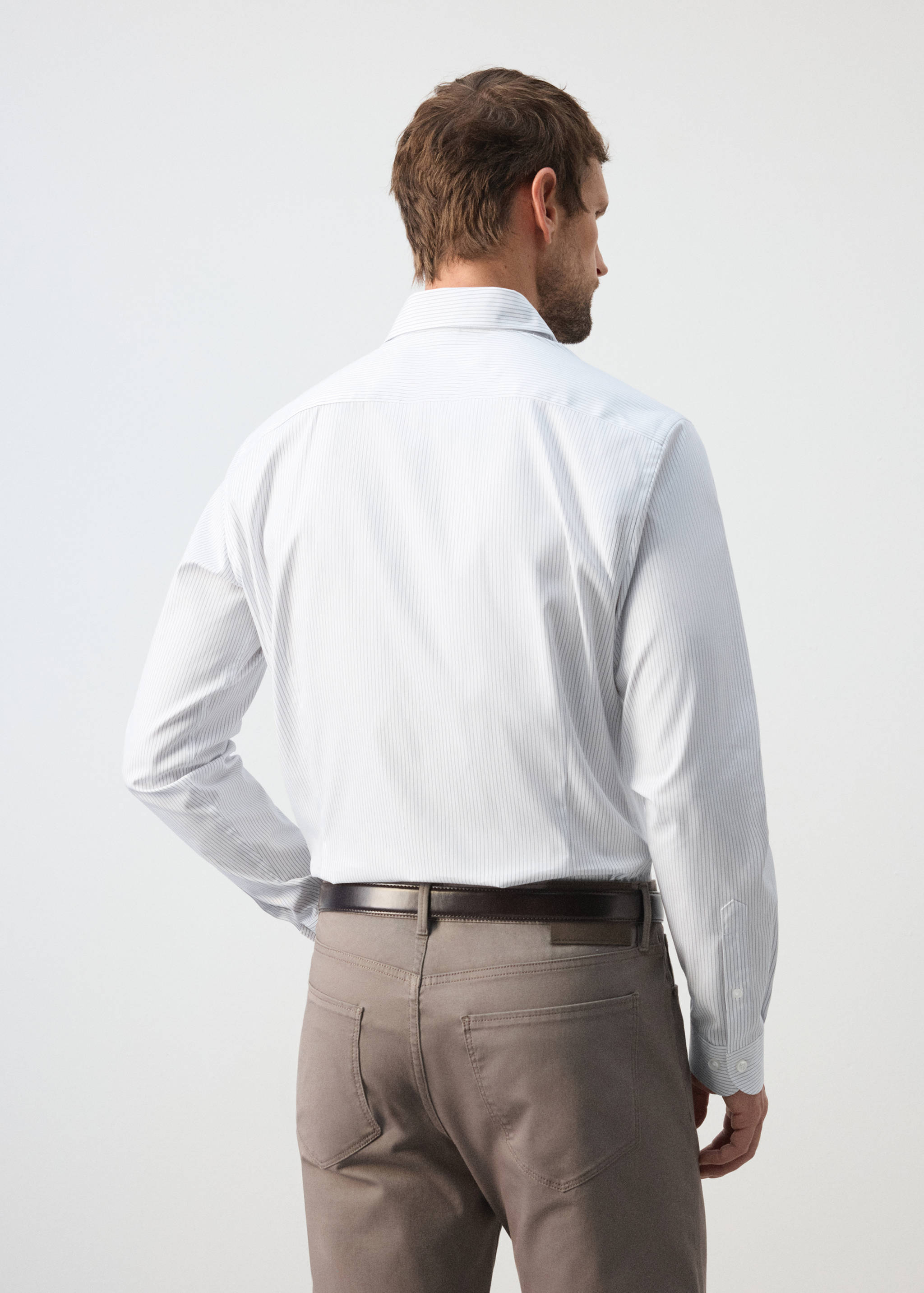 100% cotton slim-fit striped shirt - Reverse of the article