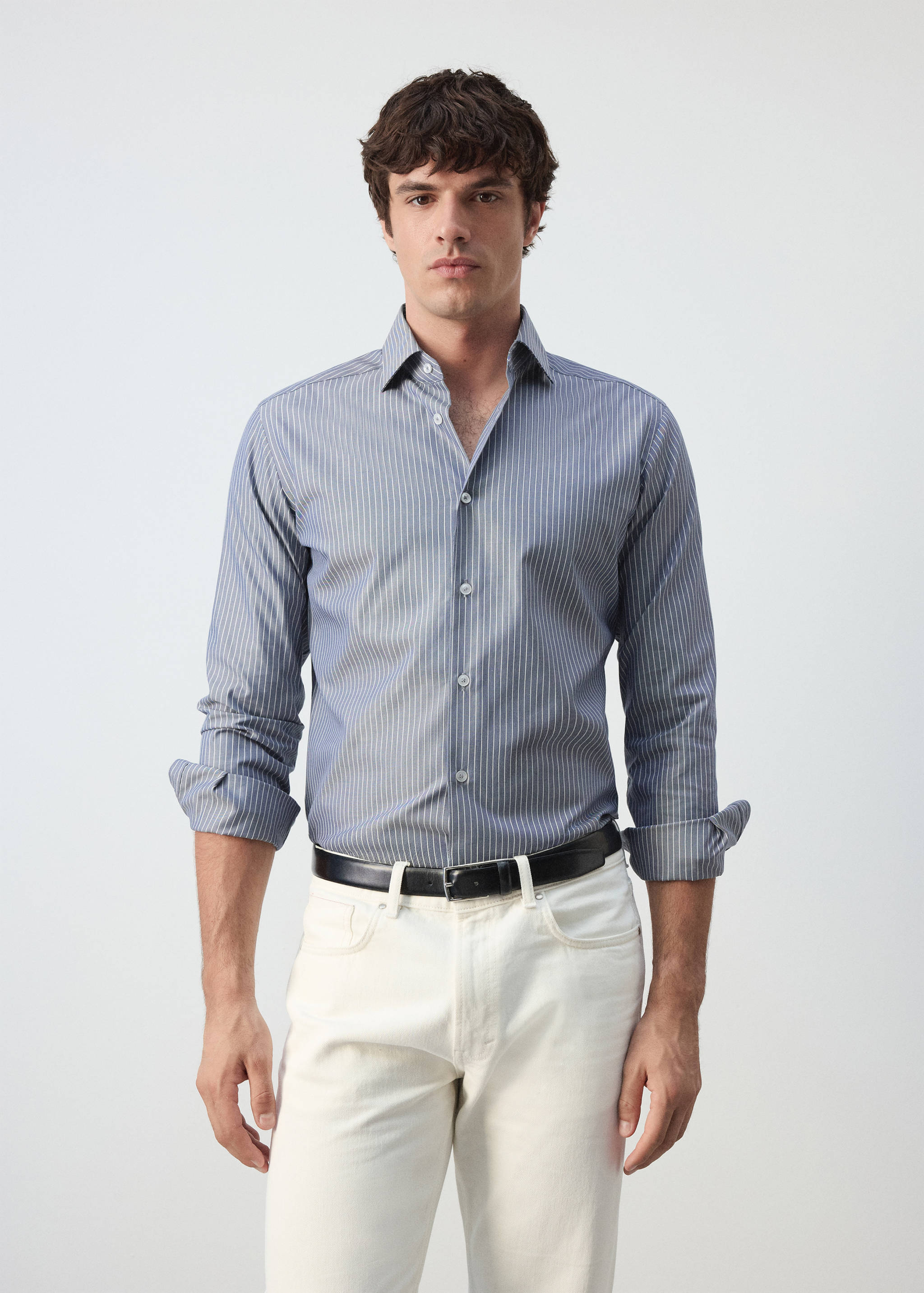 100% cotton slim-fit striped shirt - Medium plane