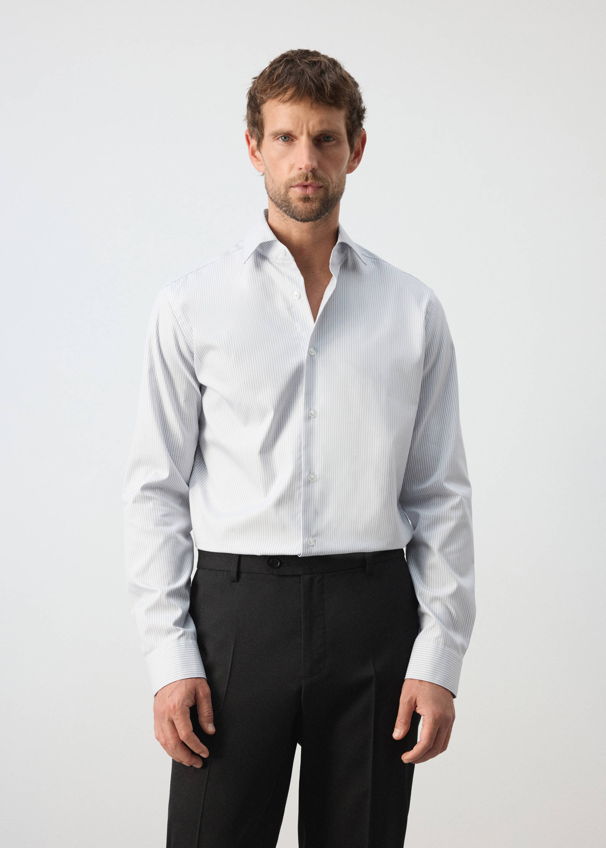 100% cotton slim-fit striped shirt - Medium plane
