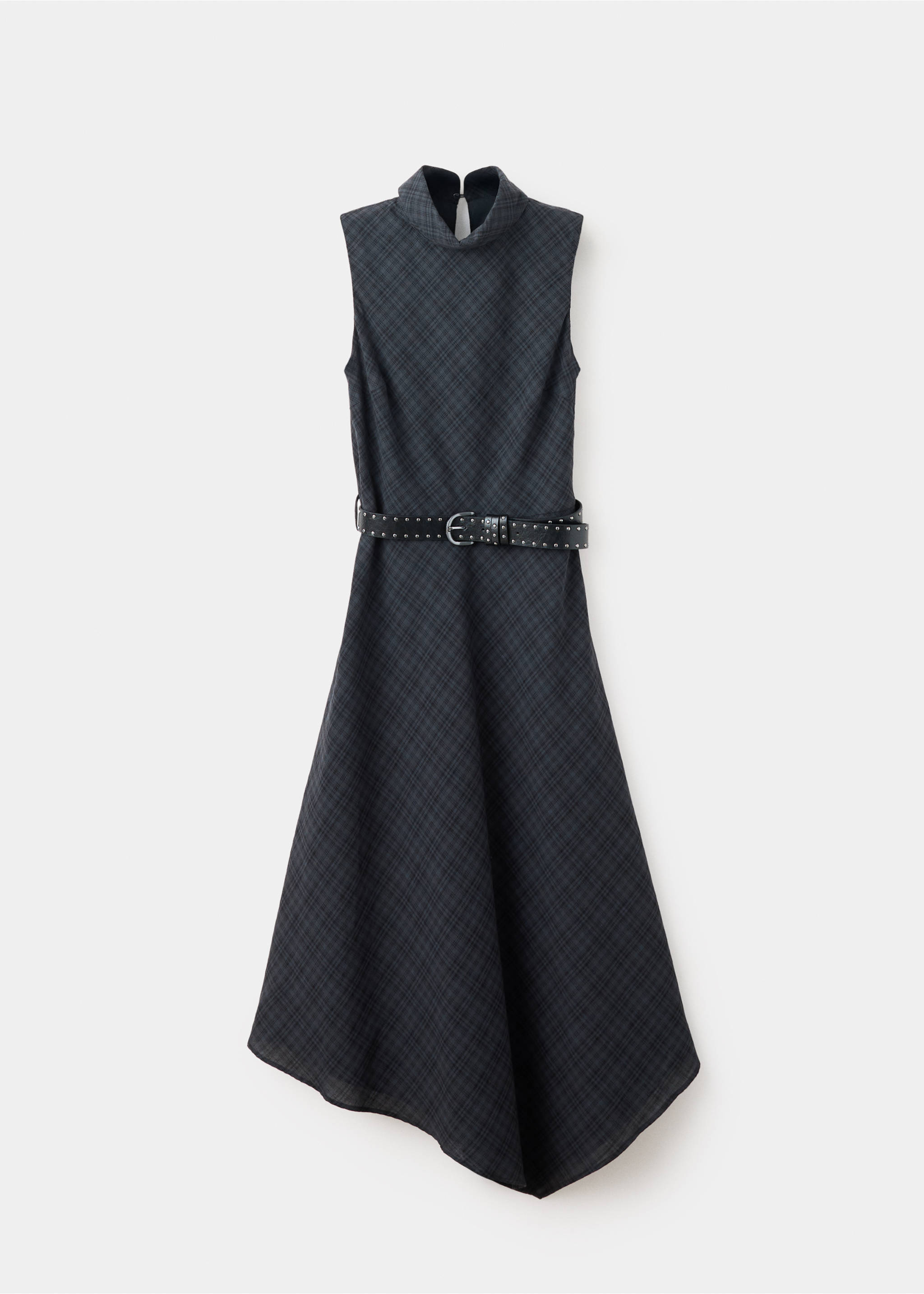 Robe à carreaux avec ceinture - Article sans modèle, Gris. Ref: 37035990-00.