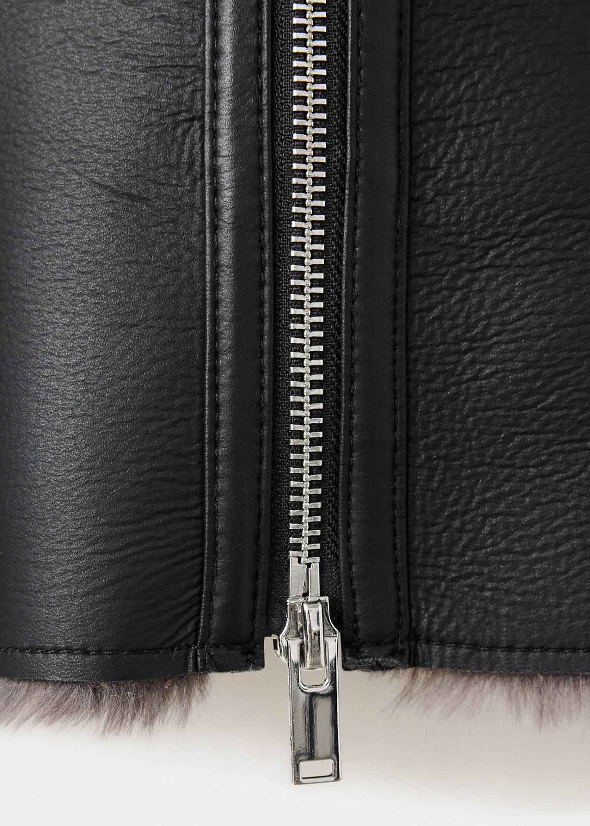 Double-faced faux-leather jacket — Black