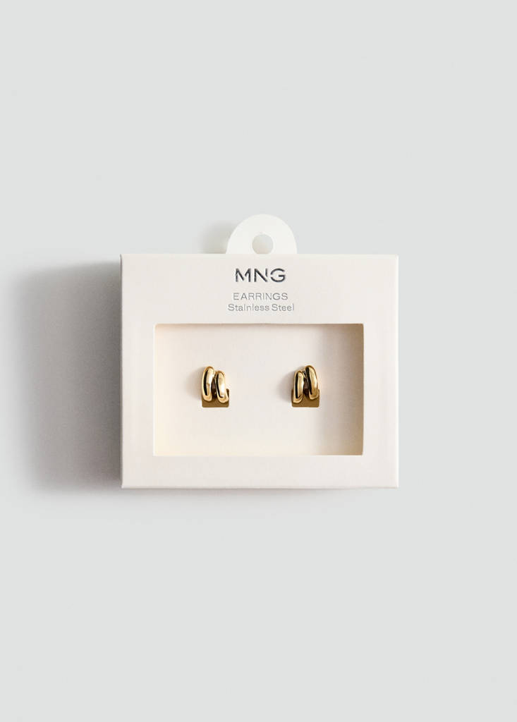 Stainless steel double hoop earrings — Gold