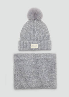 Pom pom cable-knit beanie — Grey 4