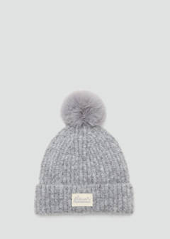 Pom pom cable-knit beanie — Grey 1