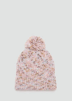 Knitted braided pompom hat — Pale Pink 1