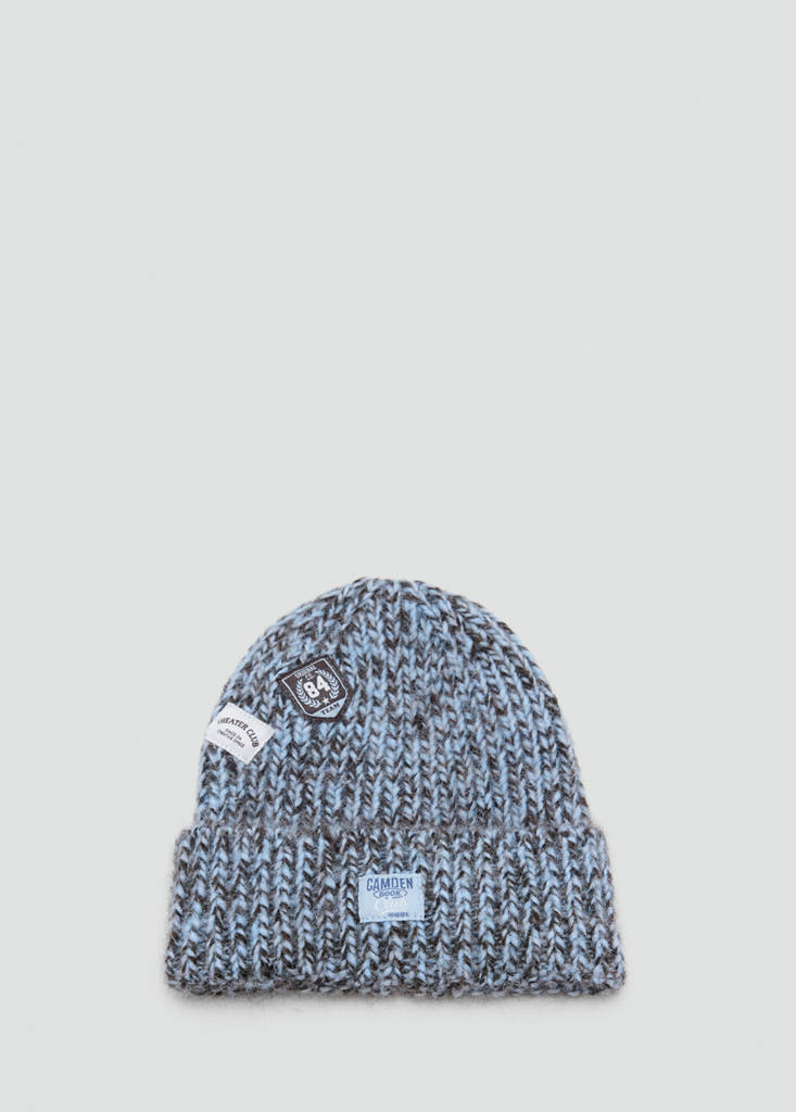 Speckled beanie with patch detail — Chocolate