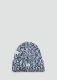Marl beanie with patch detail — Chocolate 1