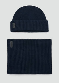 Ribbed beanie with embossed logo — Navy 4