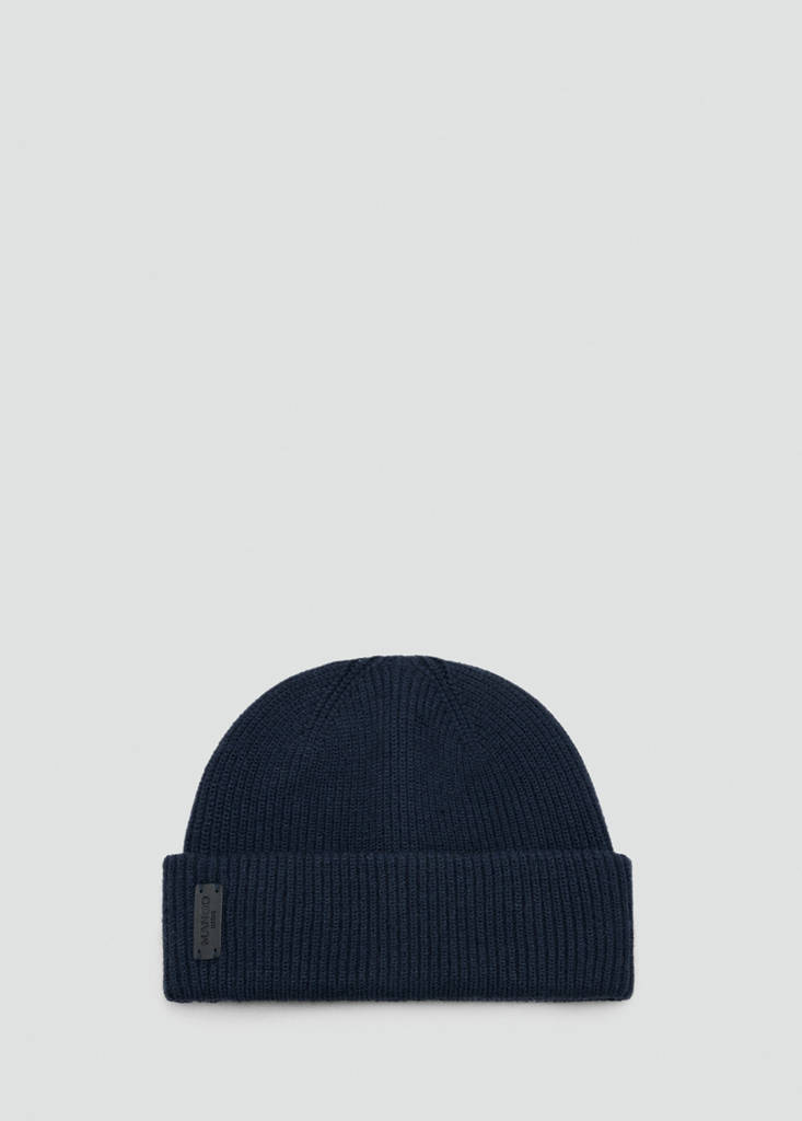 Ribbed hat with relief logo — Navy