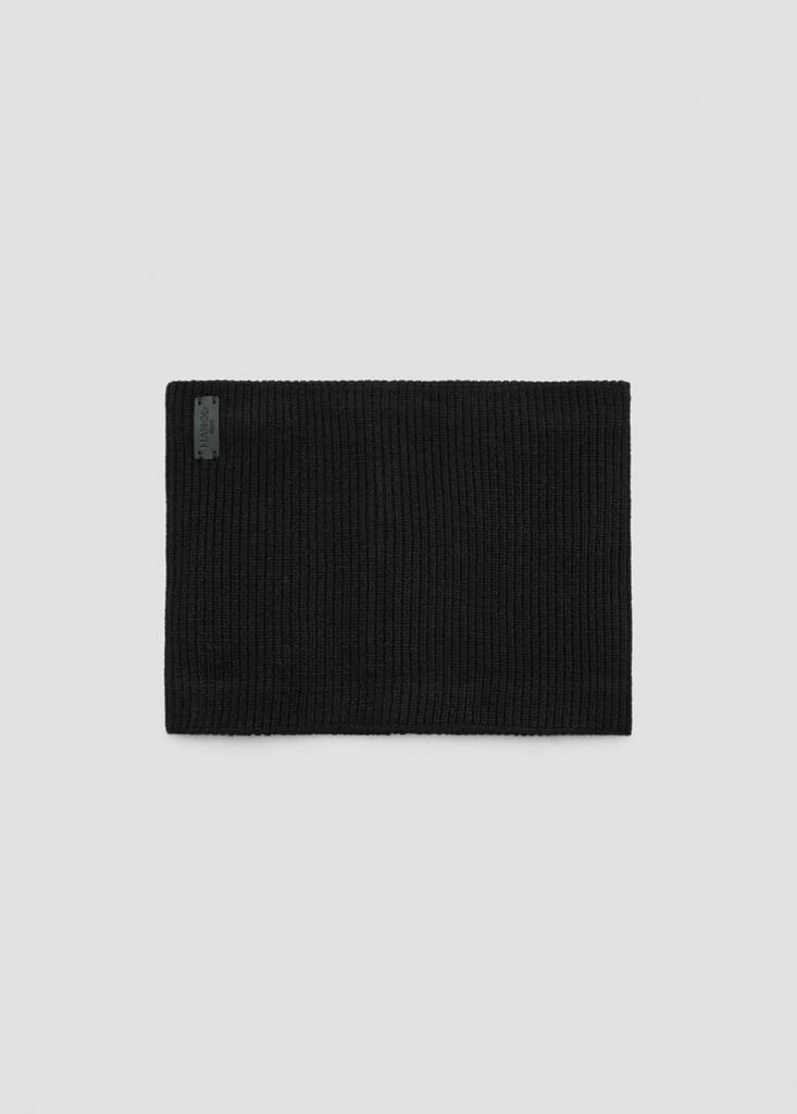 Ribbed scarf with relief logo — Black