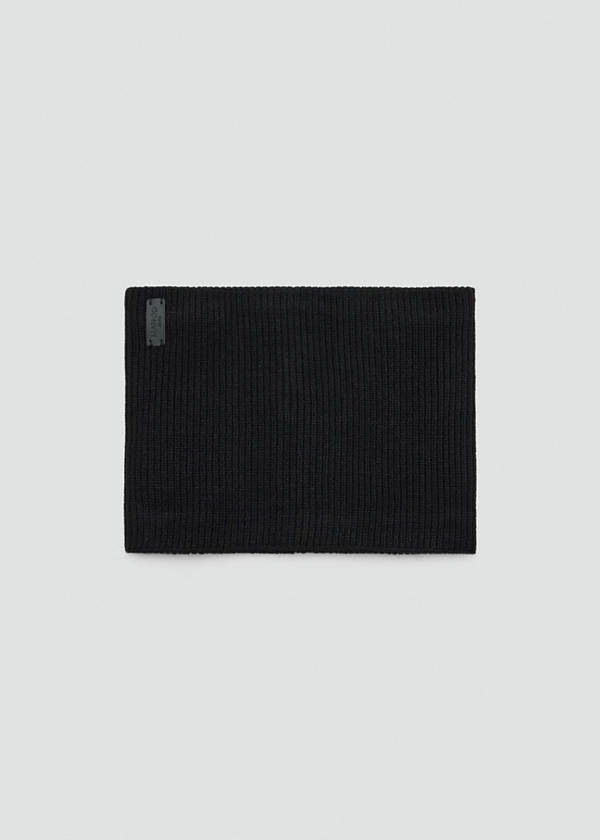 Ribbed scarf with relief logo — Black