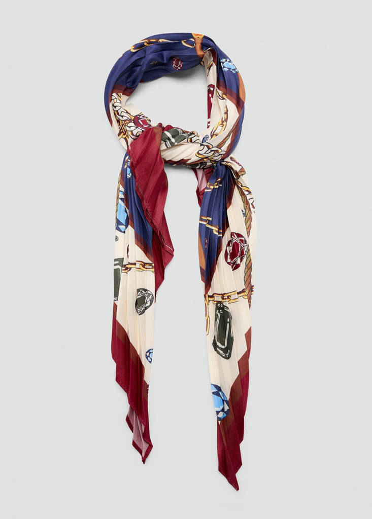 Printed pleated scarf — Purple