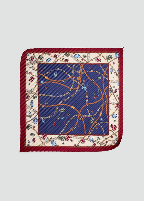 Printed pleated scarf — Purple