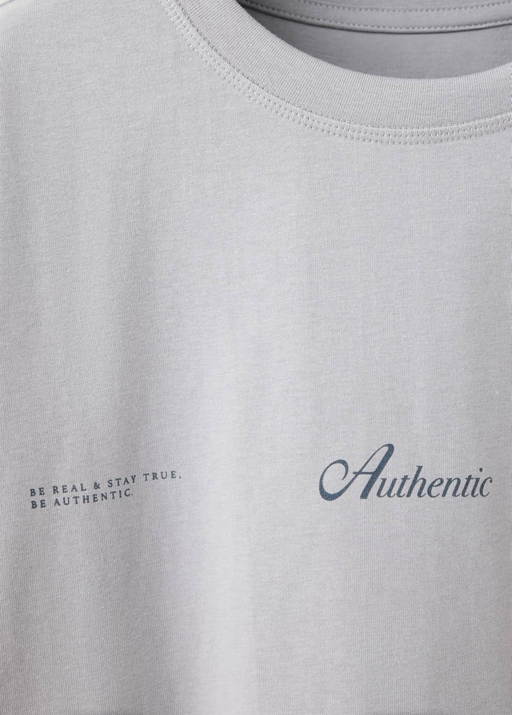 Printed cotton-blend t-shirt — Grey