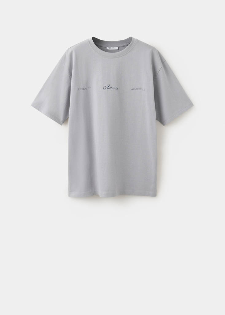 Printed cotton-blend t-shirt — Grey