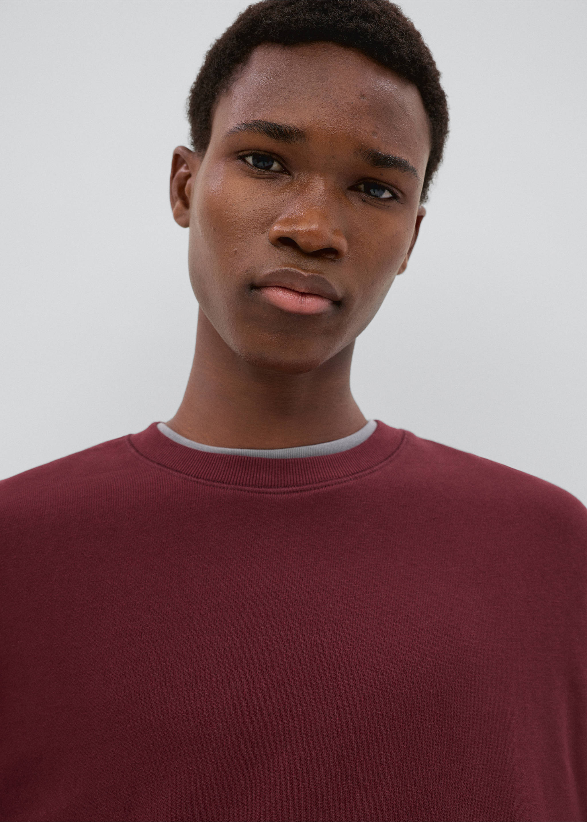 Printed cotton sweatshirt - Details of the article 1, Burgundy. Ref: 37036004-00.
