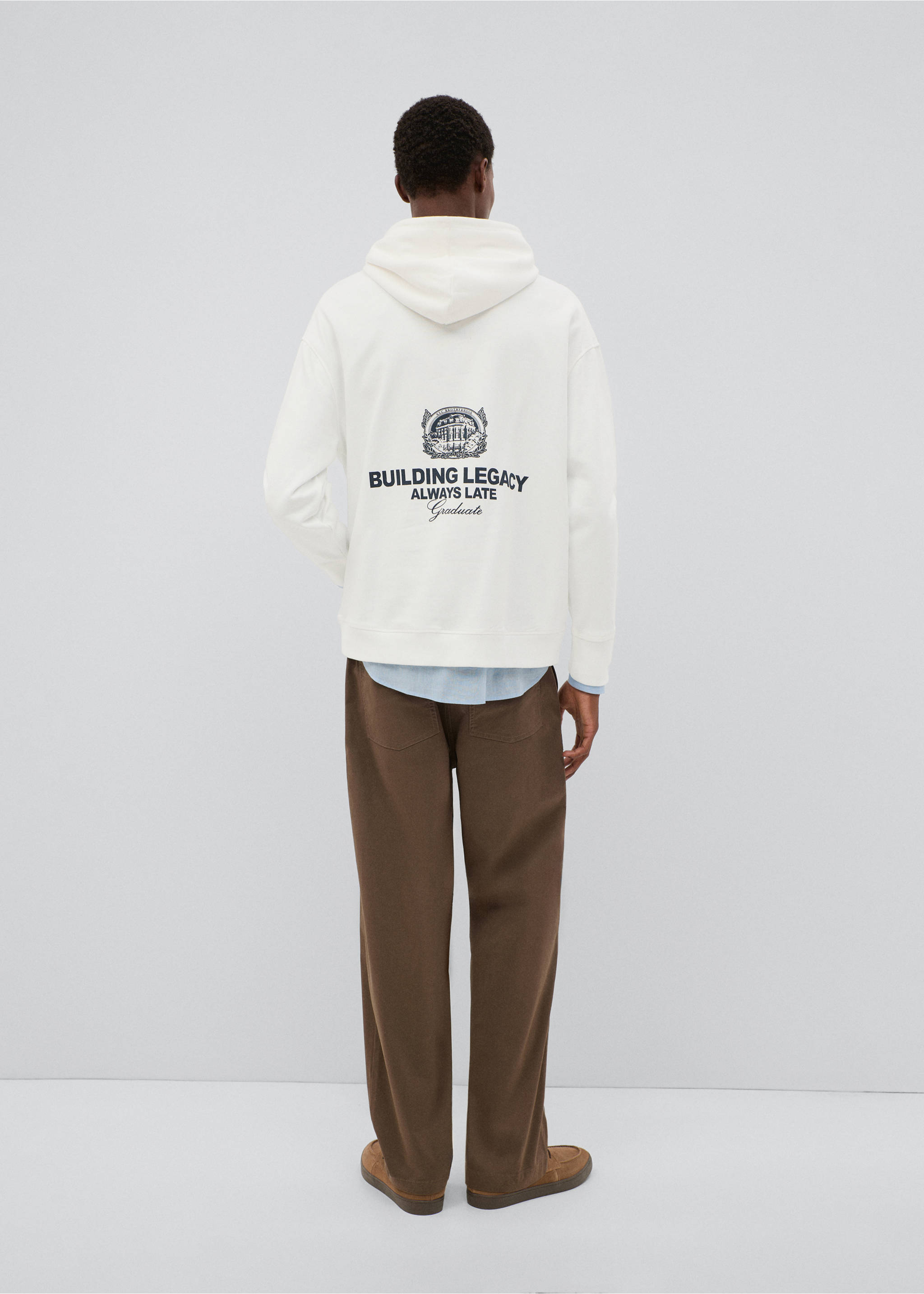 Sweat-shirt coton imprimé - Verso de l’article, Blanc cassé. Ref: 37036005-00.