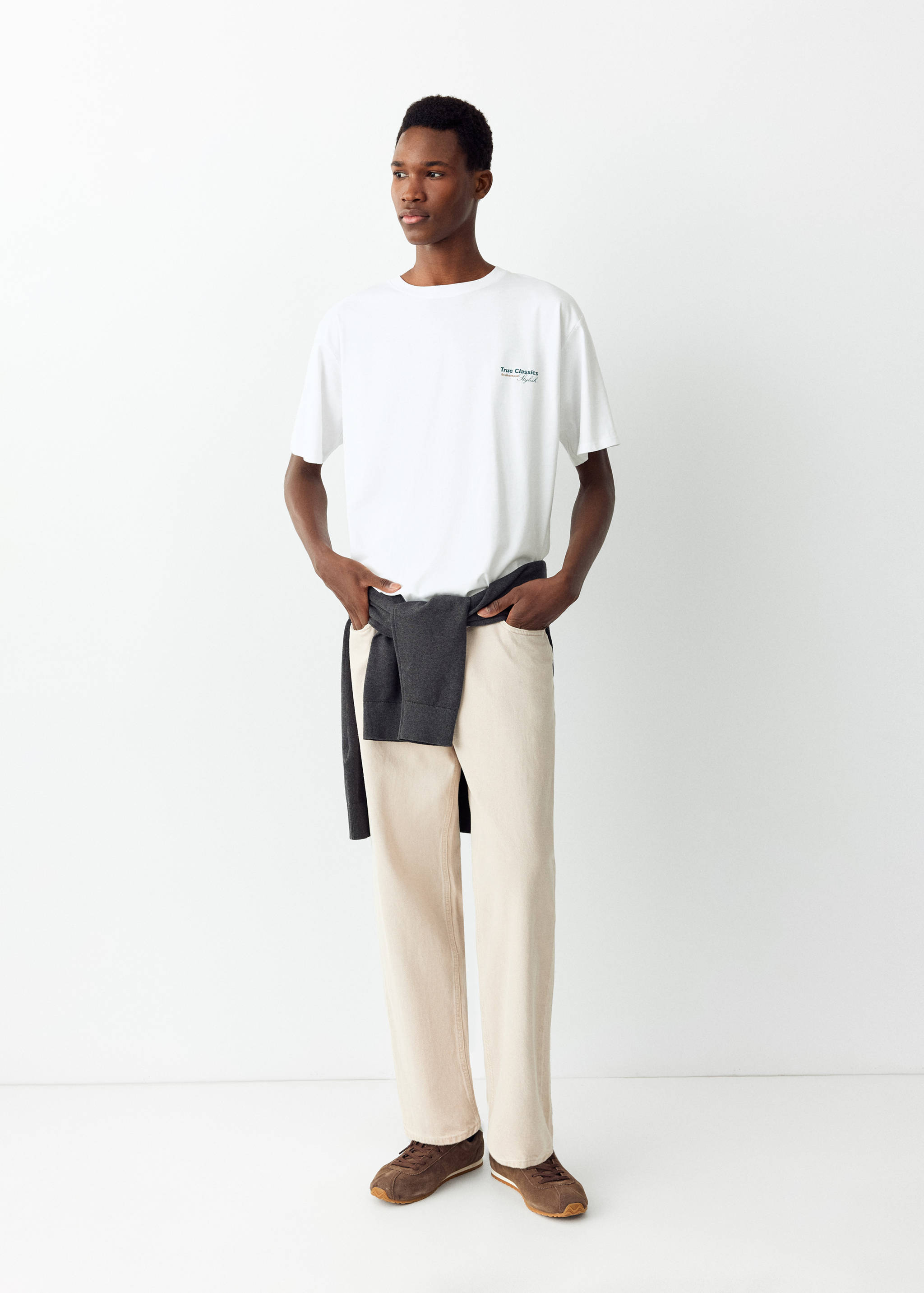 Cotton T-shirt with graphic print - 일반 평면도