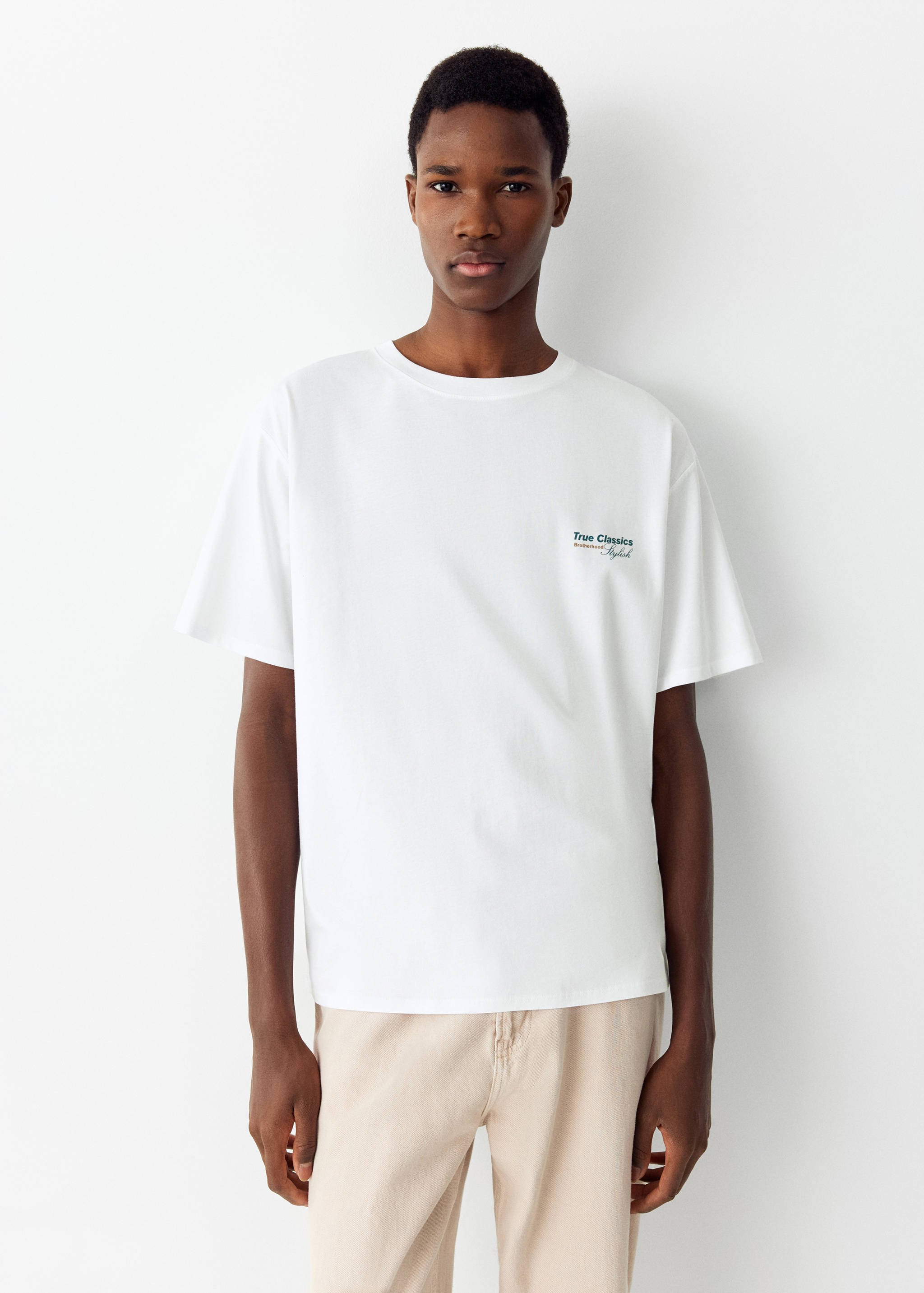 Cotton T-shirt with graphic print - 중간 평면도