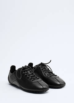 Leather trainer with stitched sole — Black 3