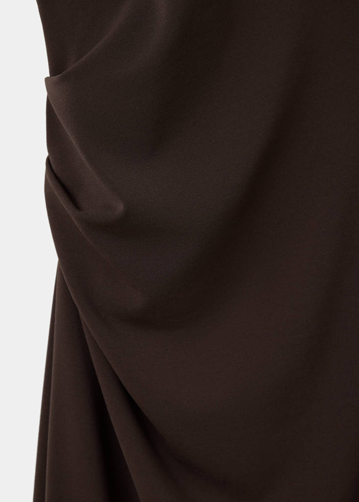 Ruched open-back dress — Brown